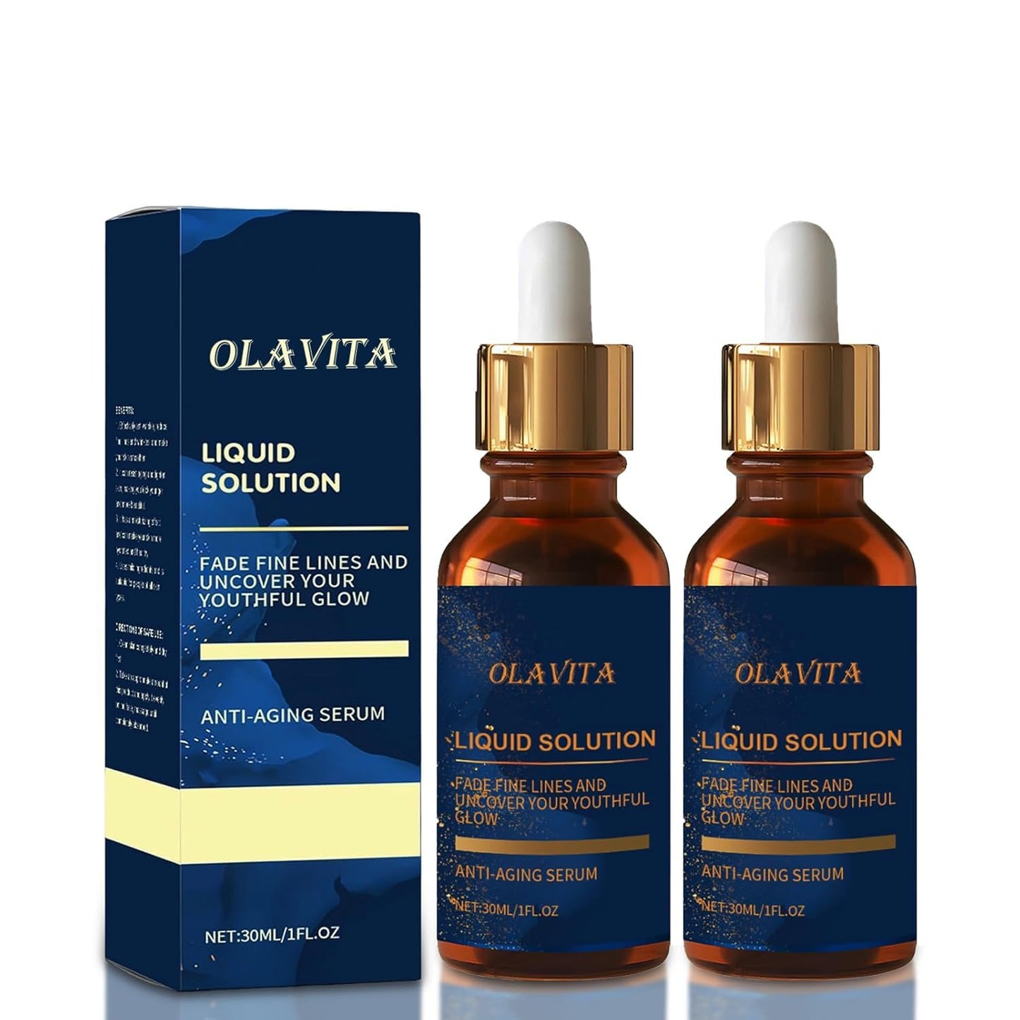 OLAVITA Liquid Solution Serum with Vitamin C — 2-Pack for Skin Elasticity & Radiant Tone