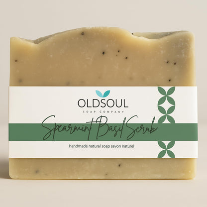 Old Soul Soap Company Spearmint Basil Scrub Soap Collection – Vegan Exfoliating Bars, 5.8 oz (Pack of 4)