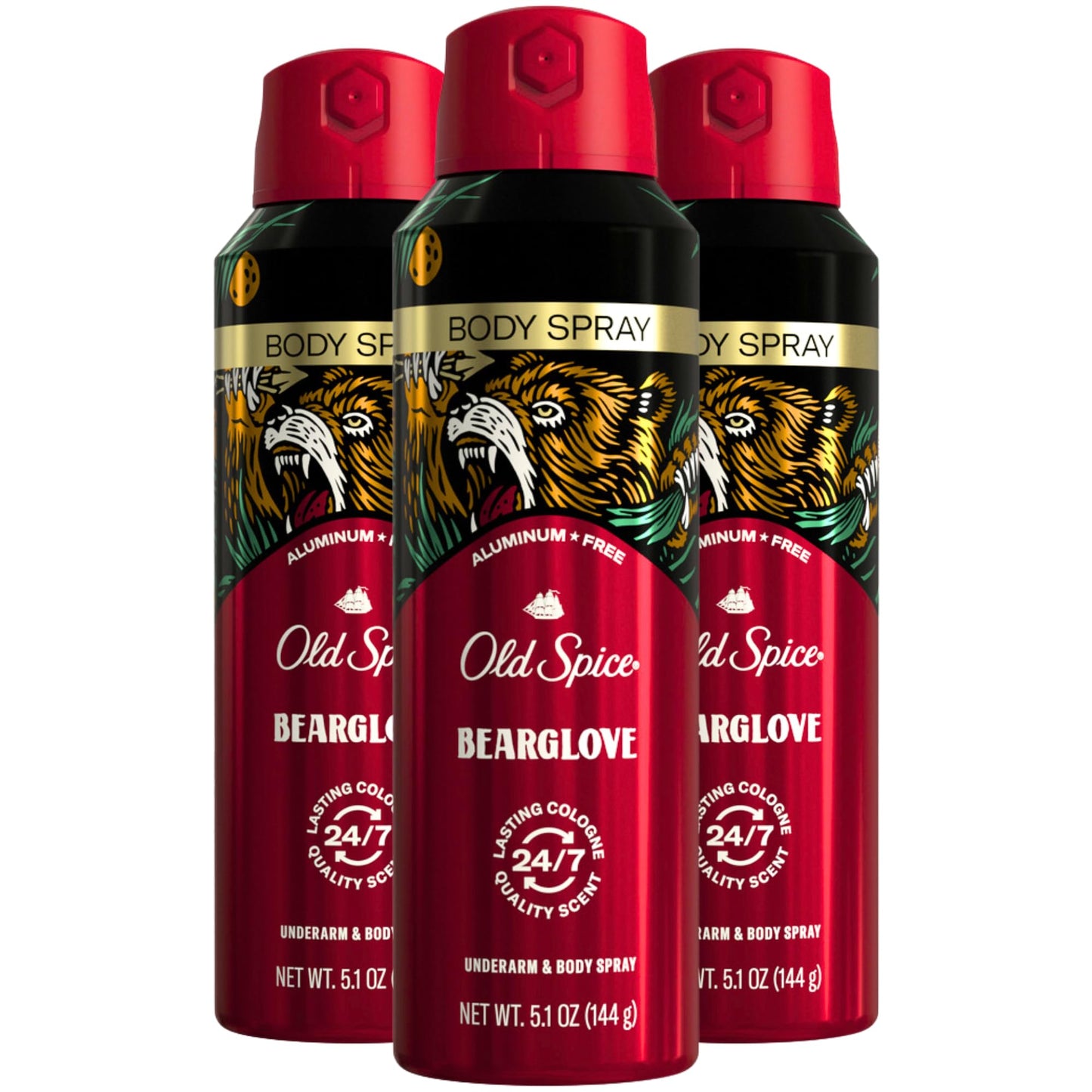 Old Spice Bearglove Body Spray for Men – 5.1 Oz (3-Pack)