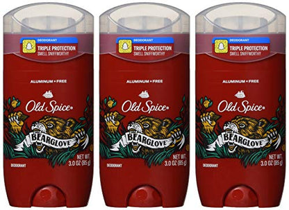 Old Spice Bearglove Aluminum Free Deodorant for Men – 48-Hour Protection, Pack of 3