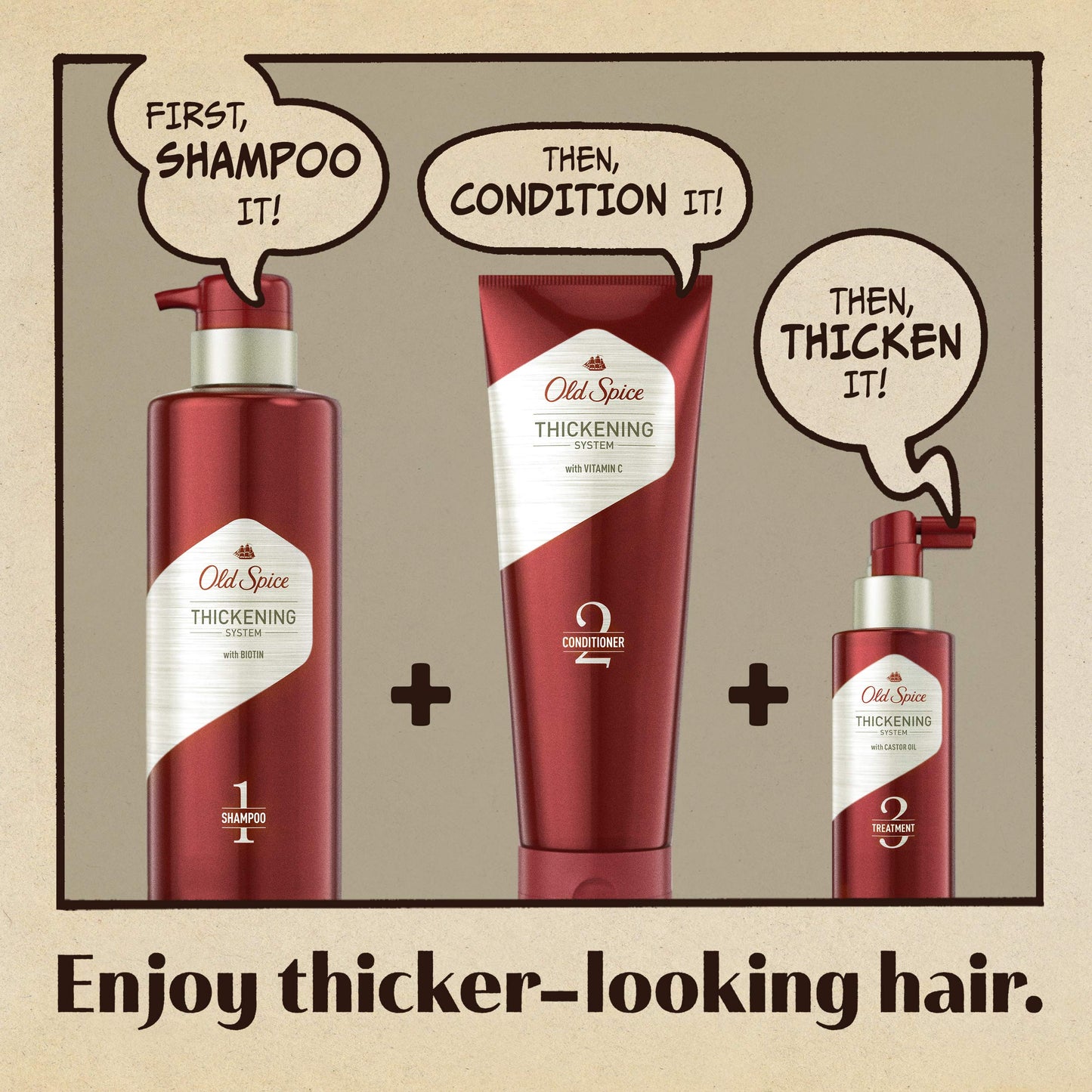 Old Spice Hair Thickening Shampoo with Biotin - Step 1, 17.9 fl oz