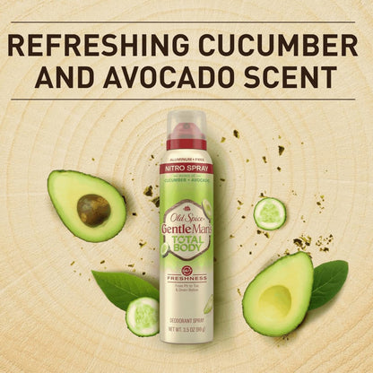Old Spice Whole Body Deodorant Spray for Men – Aluminum Free, Cucumber + Avocado, 3 x 3.5 oz