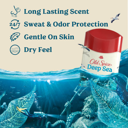 Old Spice Dry Feel Antiperspirant Deodorant for Men – 24/7 Freshness, Deep Sea + Kelp Scent, 2.6 oz x 2