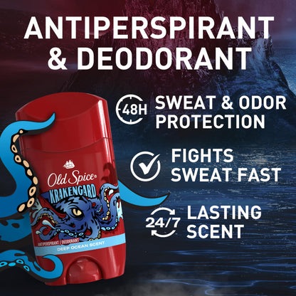 Old Spice Krakengard Aluminum-Free Deodorant for Men – 24/7 Freshness & Deep Ocean Scent (Pack of 6)
