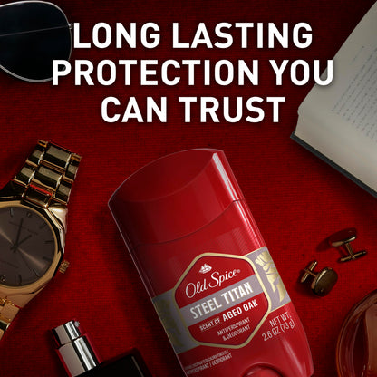 Old Spice Steel Titan Invisible Solid Deodorant for Men – Aged Oak, 24/7 Protection (2.6 oz, Pack of 6)