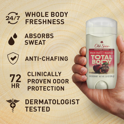 Old Spice Whole Body Deodorant Stick for Men – Aluminum Free, Black Cherry + Bourbon, 3.0 oz