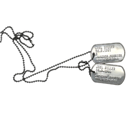 'OLD TIMER' Military Dog Tags - Cosplay Costume Prop Replica - Stainless Steel Chains Included