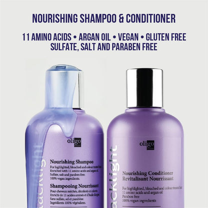 Oligo Professionnel Blacklight Nourishing Shampoo & Conditionner Duo for Blondes – Sulfate-Free, Vegan, Argan Oil Hydration