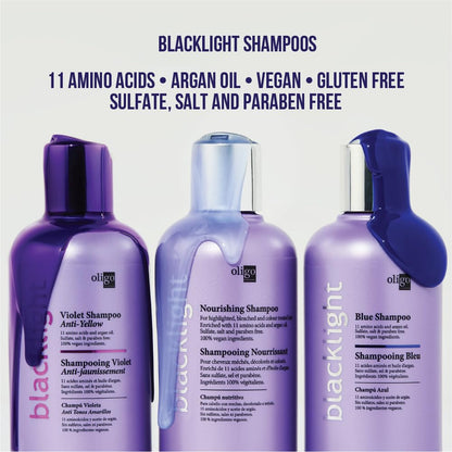 OLIGO PROFESSIONNEL Blacklight Blue Shampoo – Sulfate-Free Blue Toner for Blonde & Color-Treated Hair, 8.5oz