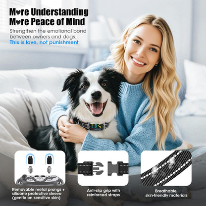 Oliry Smart AI Bark Collar for All Dogs | 5 Training Modes, AI Bark Detection, IP67 Waterproof, Rechargeable