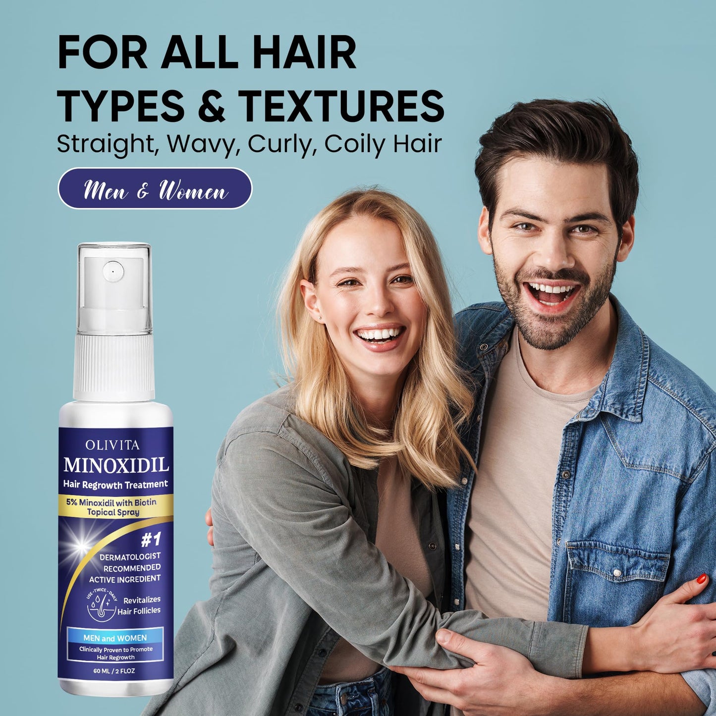 OLIVITA 5% Minoxidil Spray for Hair Growth – Biotin & Rosemary