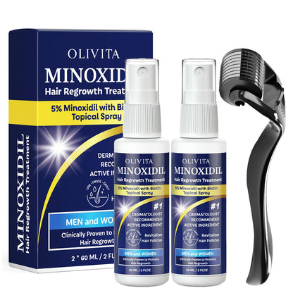 OLIVITA 5% Minoxidil Hair Growth Kit – For Men & Women with Biotin & Rosemary
