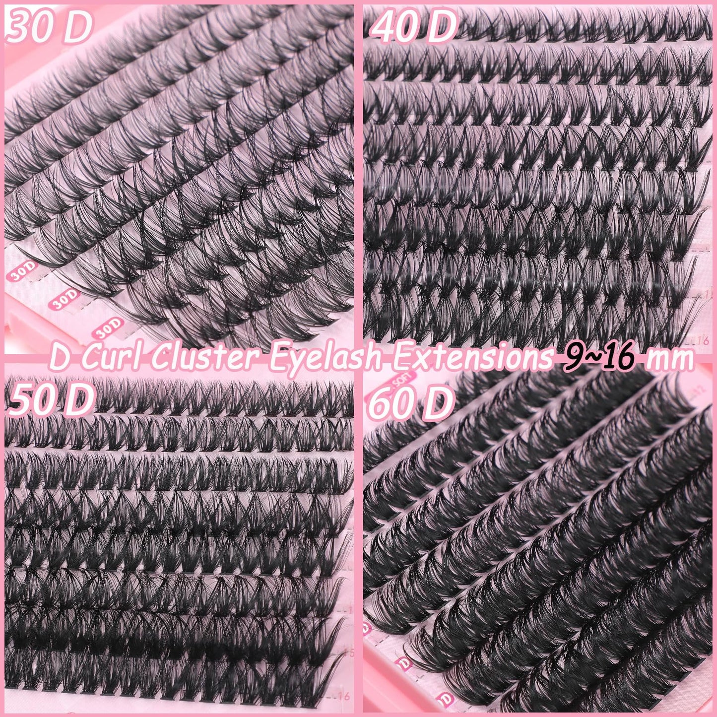 OLLAVO Lash Clusters Kit – 640 Pcs 9-16mm D Curl Wispy Extensions