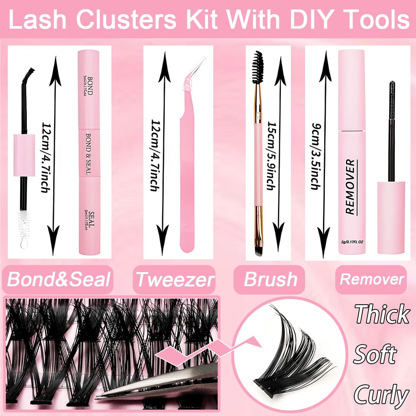 OLLAVO Lash Clusters Kit — 640 Pcs DIY Lashes 9-16mm, 30D-40D, D Curl