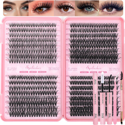 OLLAVO Lash Clusters Kit – 640 Pcs 9-16mm D Curl Wispy Extensions