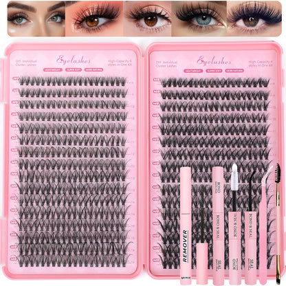 OLLAVO Lash Clusters Kit — 640 Pcs DIY Lashes 9-16mm, 30D-40D, D Curl