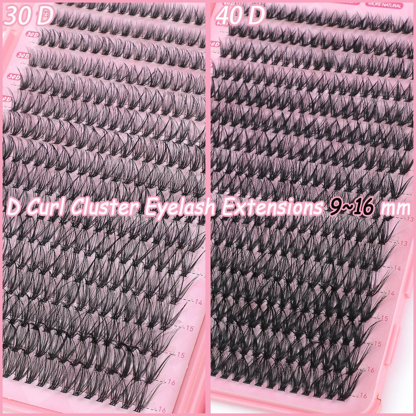 OLLAVO Lash Clusters Kit — 640 Pcs DIY Lashes 9-16mm, 30D-40D, D Curl