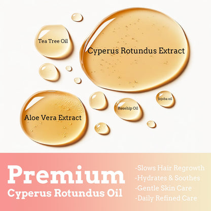 Olvaxin Cyperus Rotundus Oil for Hair Removal — Gentle Plant-Based Serum Roll-On, 60ml