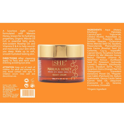 Om She Aromatherapy Manuka Honey Night Cream – Hydrating Night Moisturizer with Marula & Rosehip