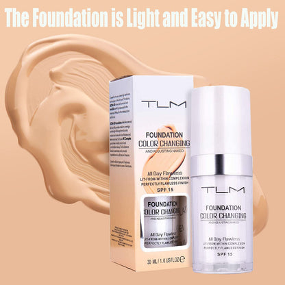 Omaky Colour-Changing Foundation 2x30ml – Self-Adjusting, SPF 15, Full Coverage