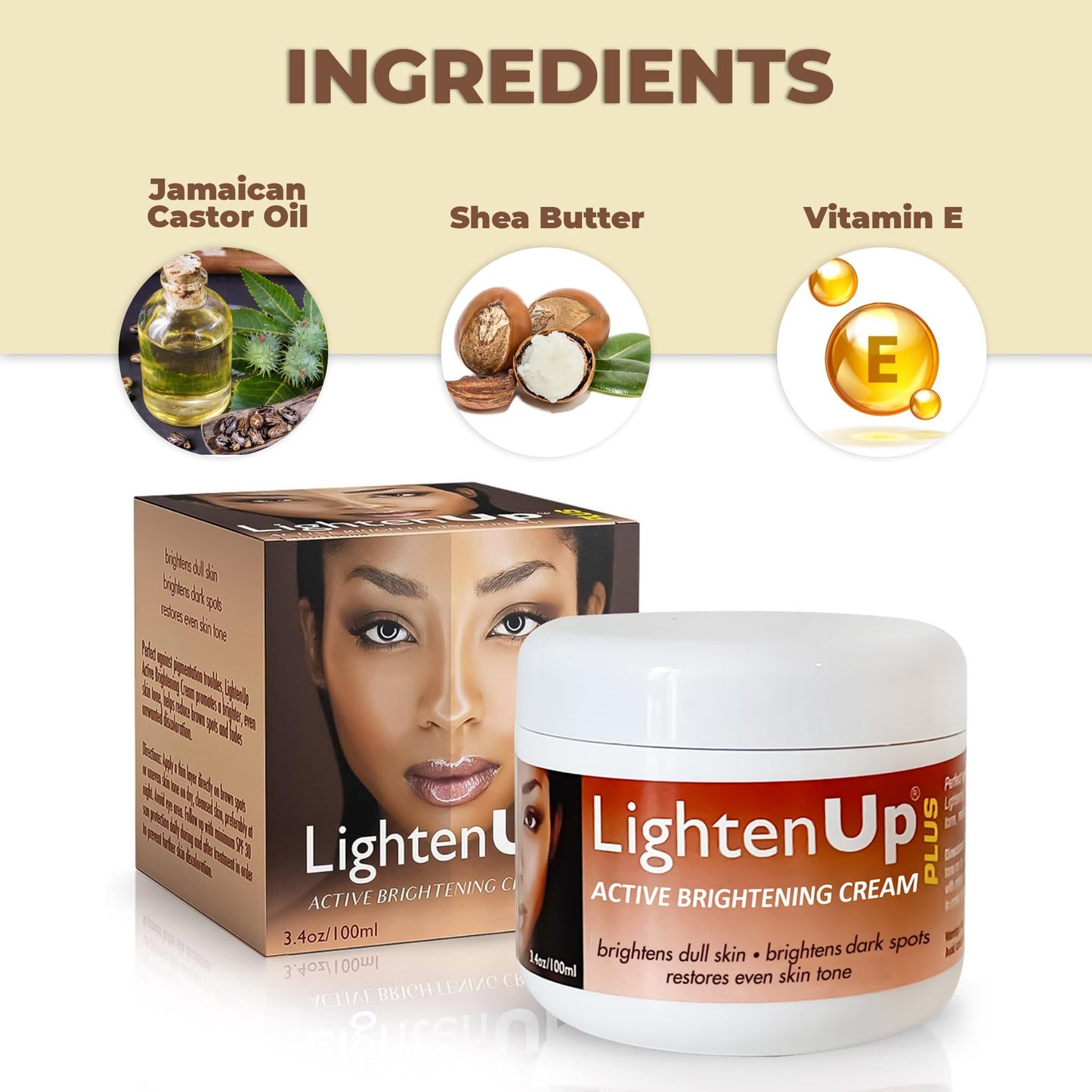 OMIC Lighten-Up Plus Active Skin Brightening Cream – 3.4 oz (100 ml) for Face & Body