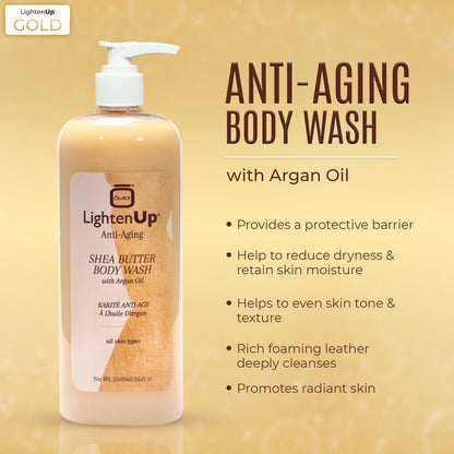 OMIC Lighten-Up Anti-Aging Body Wash – 33.8 fl oz / 1000 ml (Pack of 2) | Argan Oil & Shea Butter
