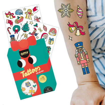 Omy Christmas Temporary Tattoos for Kids – 50 Festive Designs, Safe & Long-Lasting