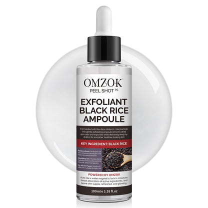 OMZOK Peel Shot Glow Rice Ampoule Duo – Black Rice Exfoliant & Hyaluronic Acid Serum (100ml)