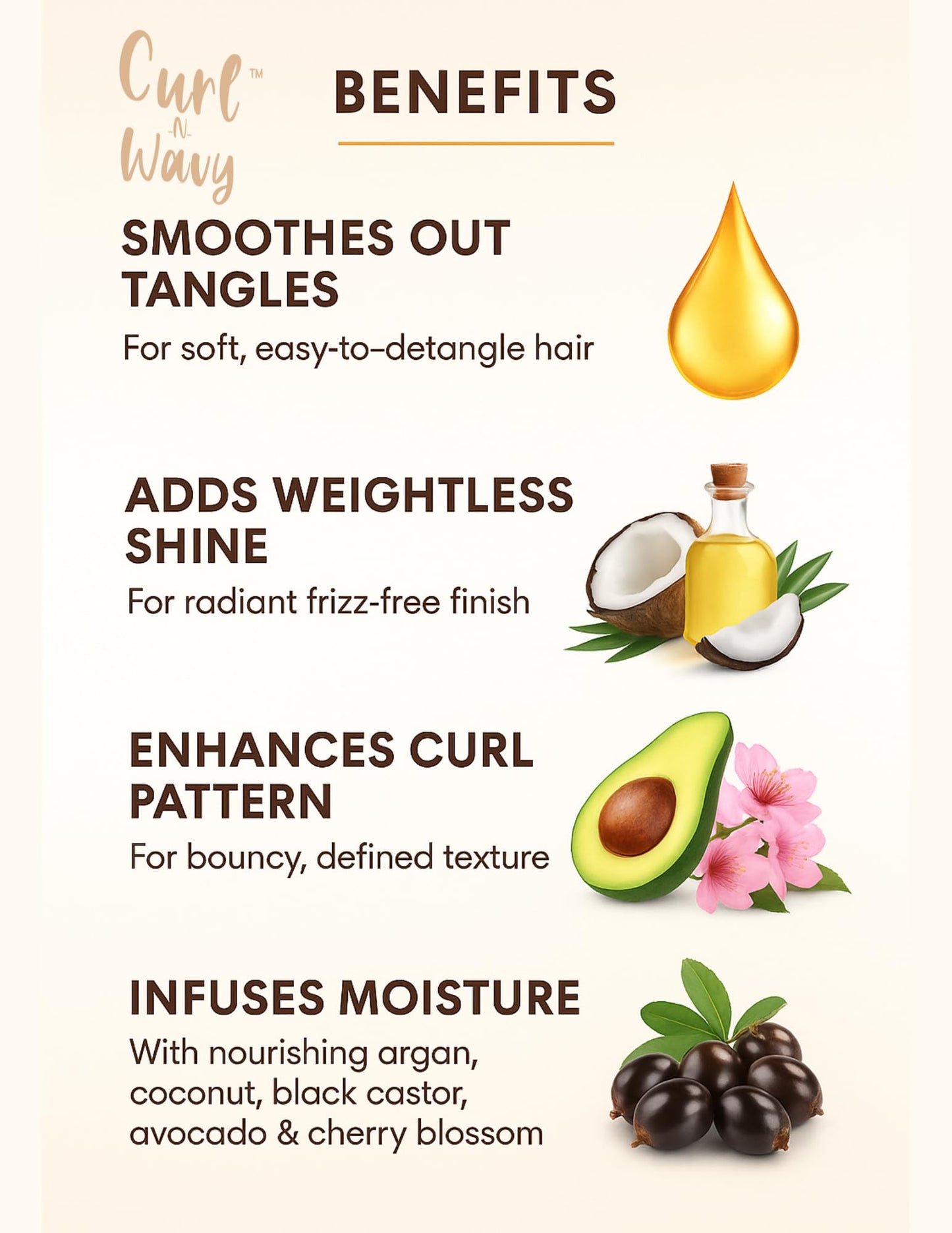 On Natural Curl-N-Wavy 4-in-1 Hair Enhancer for All Textures | Jamaican Black Castor Oil 10 oz