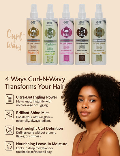 On Natural Curl-N-Wavy 4-in-1 Hair Enhancer for All Textures | Jamaican Black Castor Oil 10 oz