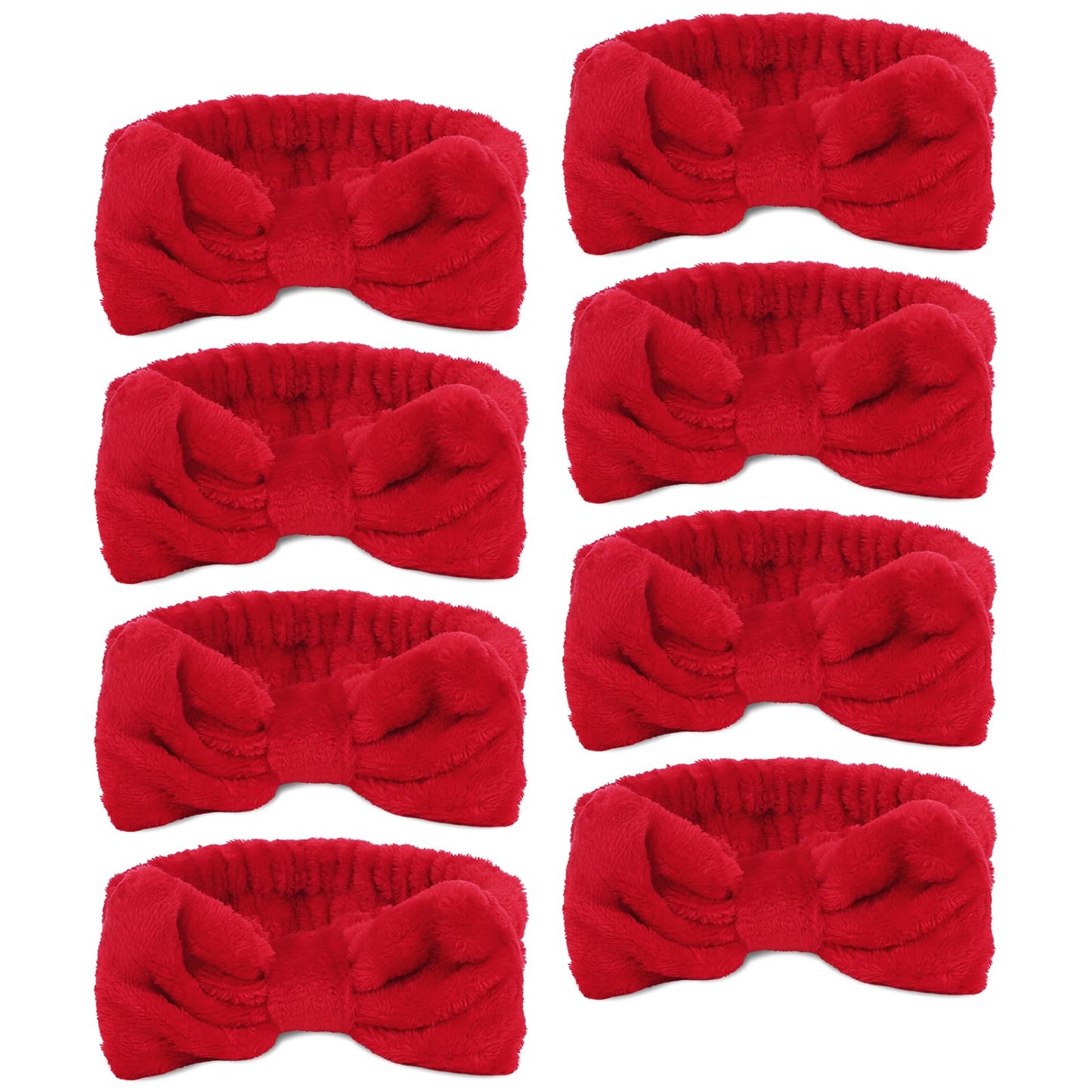Ondder Spa Headband 8-Pack | Soft Coral Fleece Face-Washing Headbands with Bow