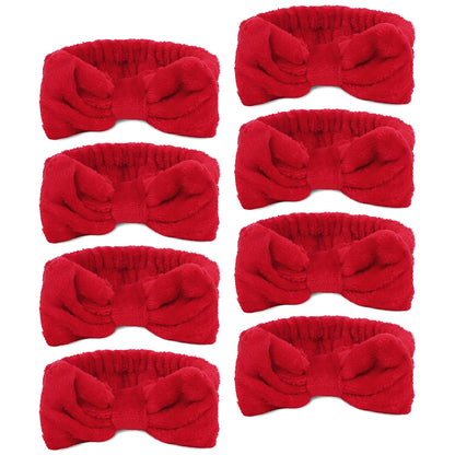 Ondder Spa Headband 8-Pack | Soft Coral Fleece Face-Washing Headbands with Bow