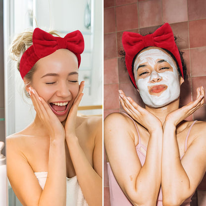 Ondder Spa Headband 8-Pack | Soft Coral Fleece Face-Washing Headbands with Bow