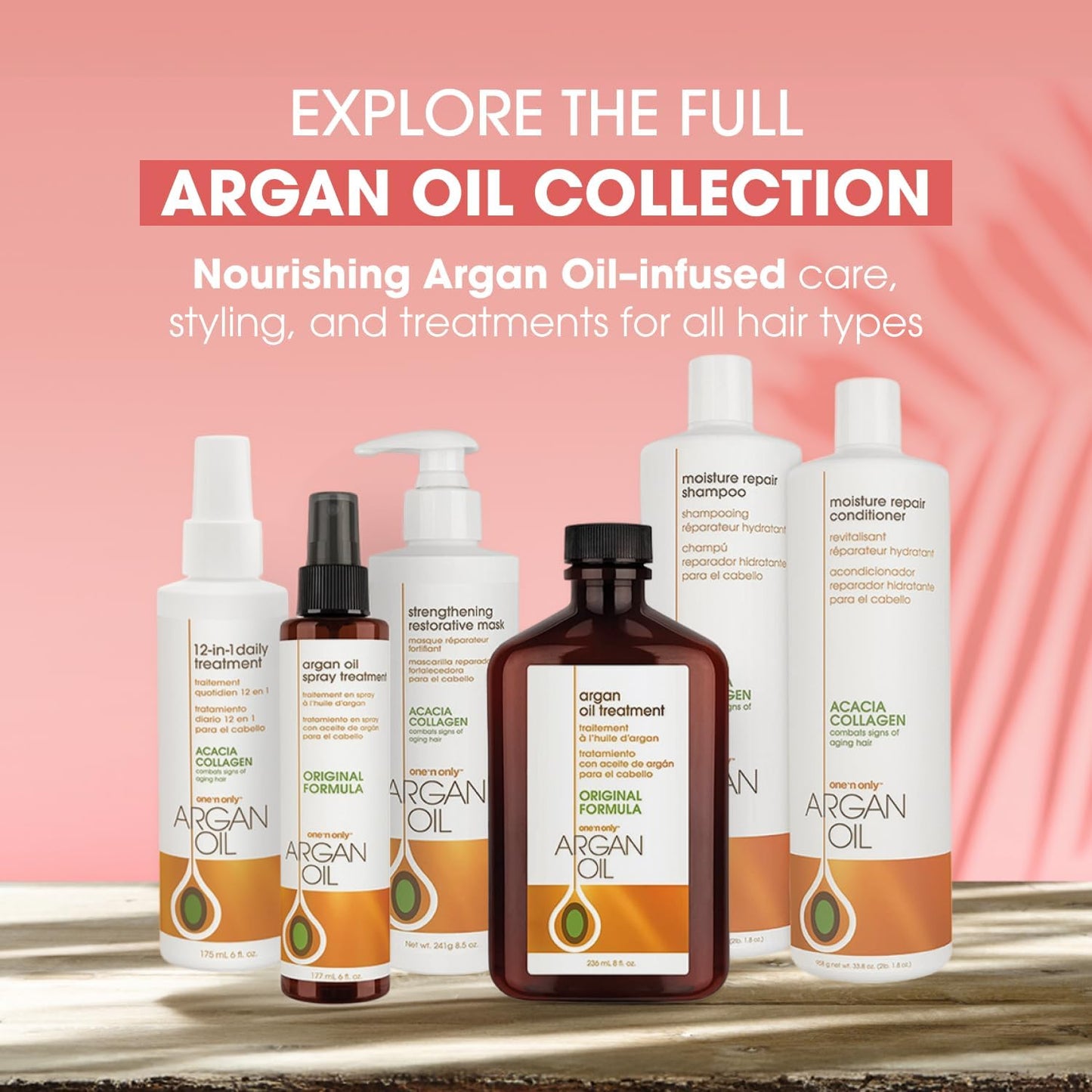 One 'N Only Soin à l'huile d'argan pour cheveux – Huile légère et hydratante pour cheveux naturels, perruques et extensions – Brillance, protection contre la chaleur et contrôle des frisottis (237 ml)