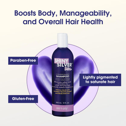 One 'N Only Shiny Silver Purple Shampoo – Argan Oil Toner for Blonde, Gray & Highlighted Hair (12 oz) Pack of 2