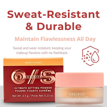 One/Size Mini Ultimate Loose Setting Powder - Sweet Honey | 24-Hour Wear, Sweat-Proof, No Flashback