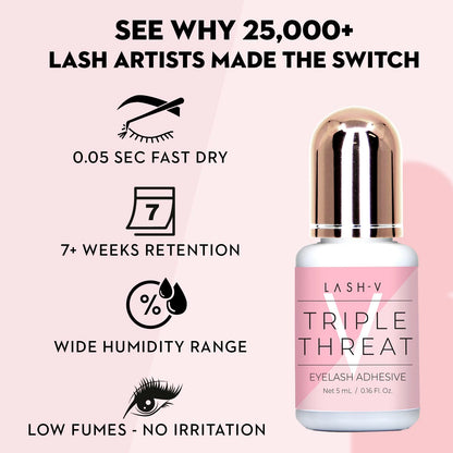 One V Salon Strong Triple Threat Lash Glue – 0.17 oz / 5 ml | 0.5s Dry, 7+ Weeks Retention