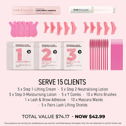 One V Salon Essential Lash Lift & Brow Lamination Kit – Vegan, Long-Lasting, Professional Results