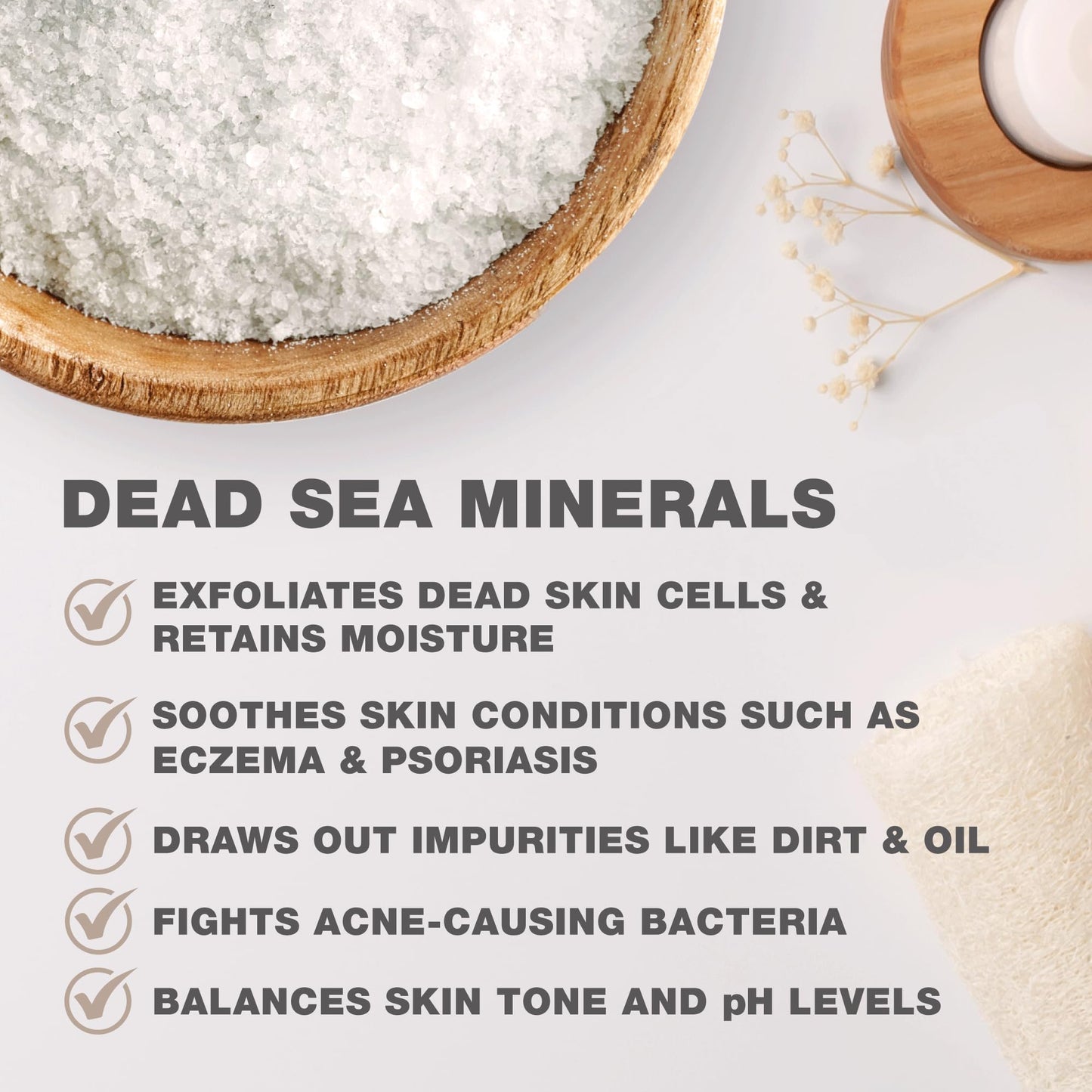 One With Nature 100% Pure Dead Sea Salt Bath – Fragrance Free, 6Pack (2.5oz each) | 21 Minerals