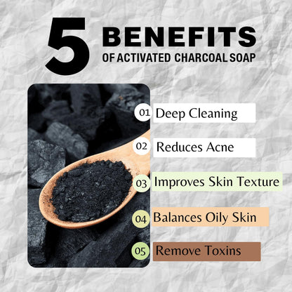 One With Nature Activated Charcoal Soap 7oz 3-Pack – Detoxifying Charcoal Soap Bar with Dead Sea Salt for Face & Body, for Men & Women