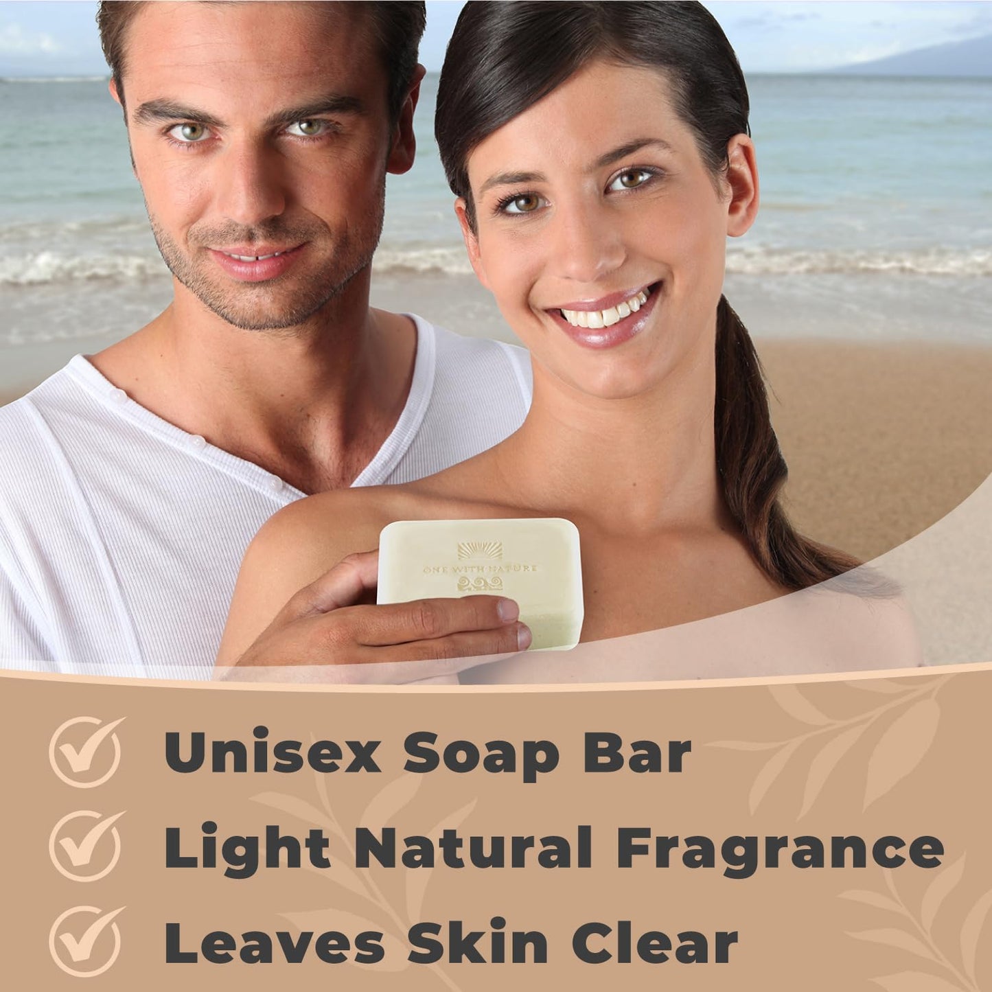 One With Nature Dead Sea Salt Soap 4oz 3-Pack – Purifying, Unscented