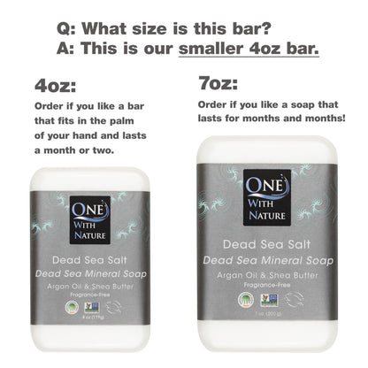 One With Nature Dead Sea Salt Soap 4oz 3-Pack – Purifying, Unscented