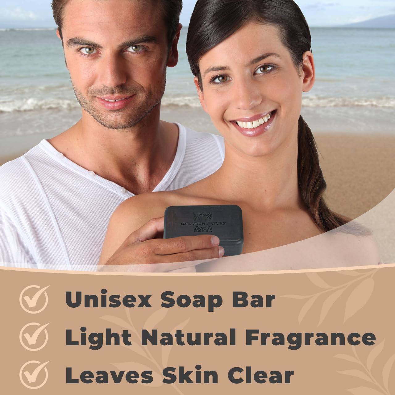 One With Nature Activated Charcoal Soap 4oz 3-Pack – Detox & Exfoliate with Dead Sea Minerals