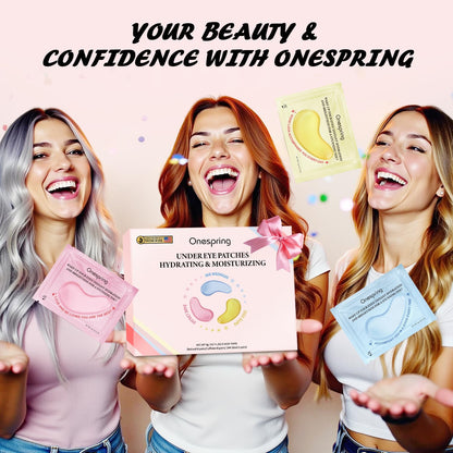 Onespring Eye Masks 24 Pairs – Caffeine, 24K Gold & Retinol Under Eye Patches – Puffy Eyes, Dark Circles & Fine Lines