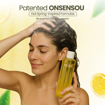 ONSENSOU Curly Hair Set – Sulfate-Free Shampoo & Conditioner with Green Algae, Hot Spring Yeast, Kabasu Citrus