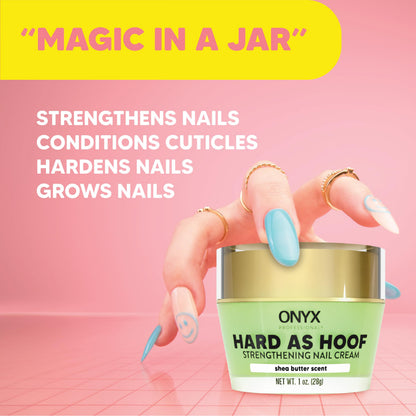 Onyx Professional Hard as Hoof Nail Strengthening Cream with Shea Butter – Nail Growth & Cuticle Conditioning (1 oz)