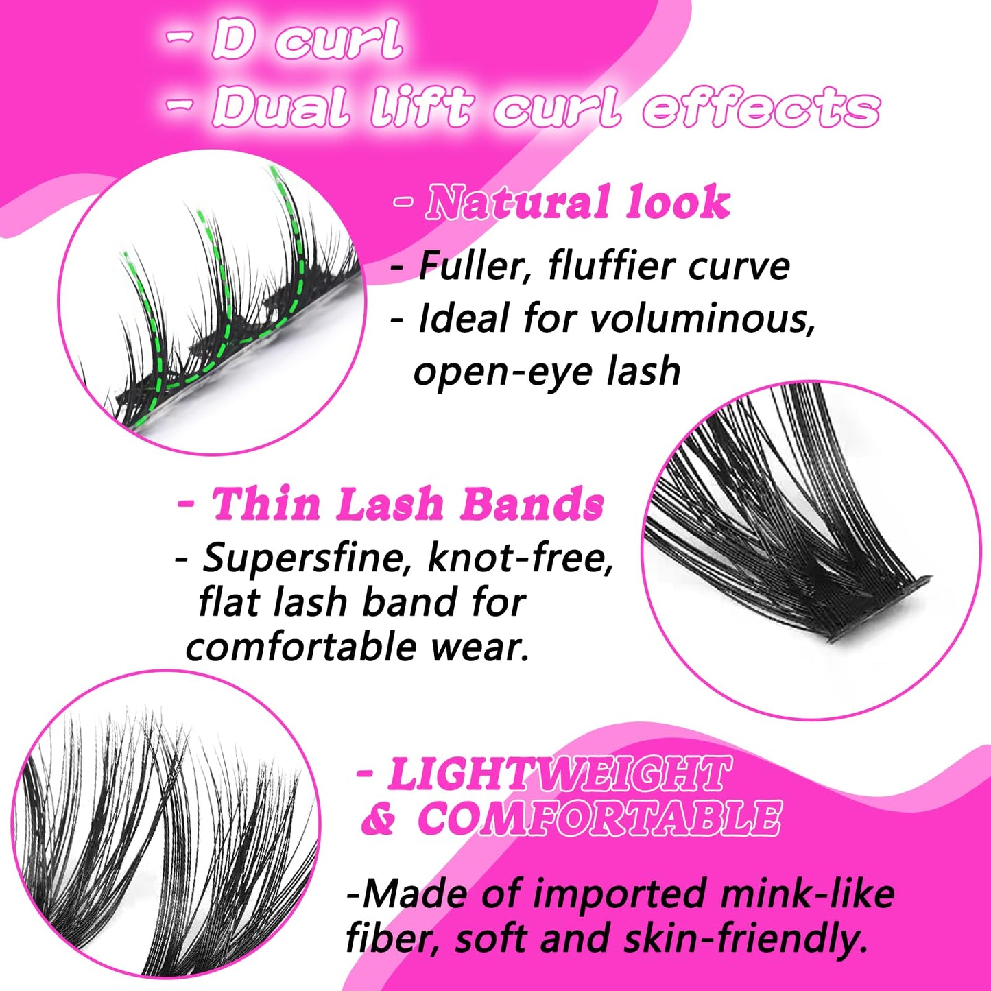 OOPPOO Lash Cluster Eyelashes 80D+100D D-Curl | 10-18mm DIY Volume Clusters (518 Pcs)