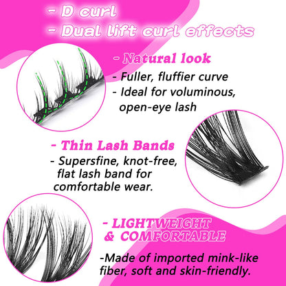 OOPPOO Lash Cluster Eyelashes 80D+100D D-Curl | 10-18mm DIY Volume Clusters (518 Pcs)