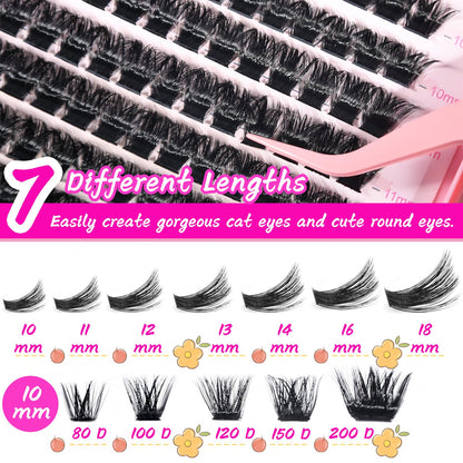 OOPPOO Lash Cluster Eyelashes 80D+100D D-Curl | 10-18mm DIY Volume Clusters (518 Pcs)