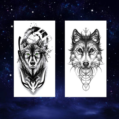 Oottati 8 Sheets Wolf Taichi Totem Skull Moon Forest Flower Temporary Tattoos